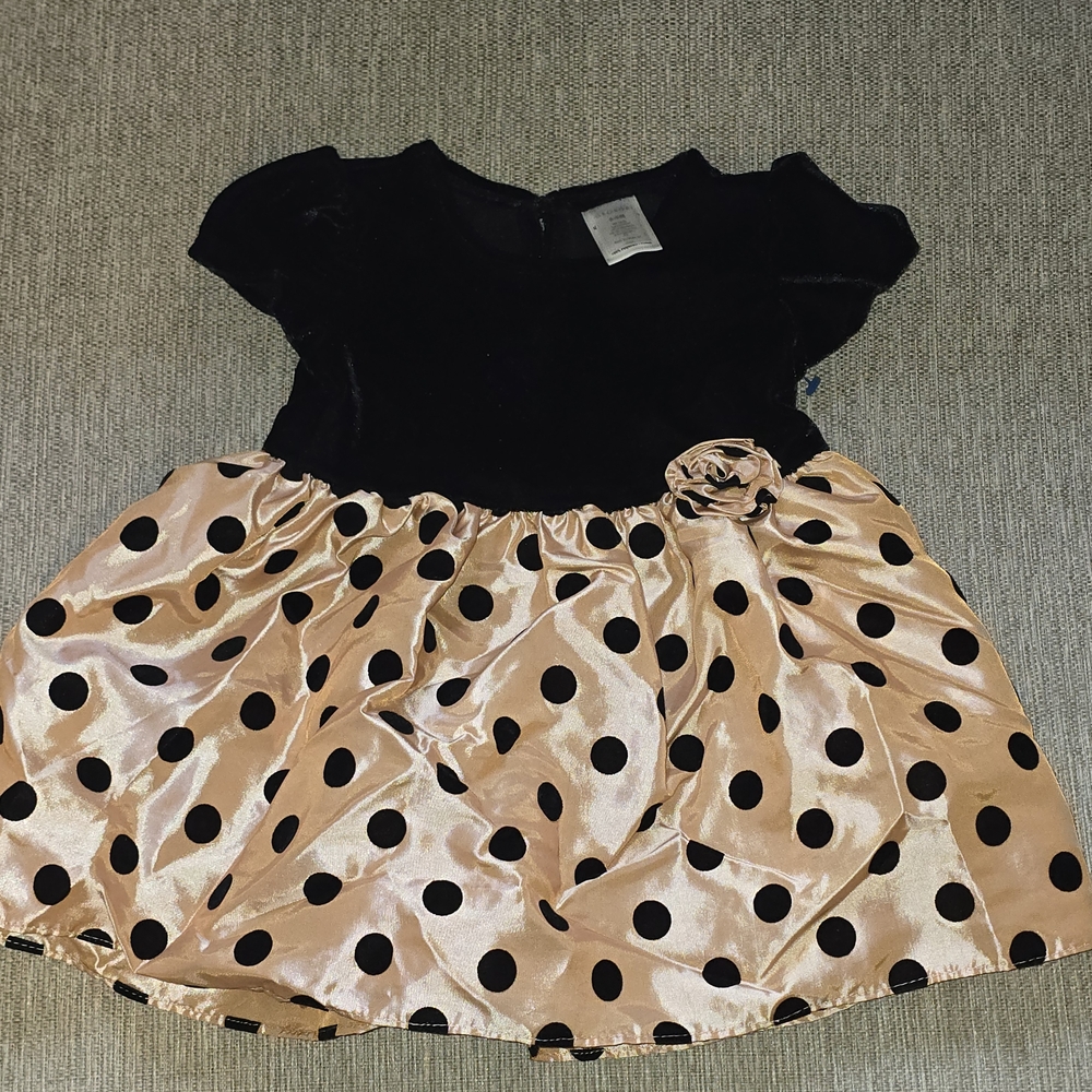 George Black and Gold Polka Dot Kids Dress